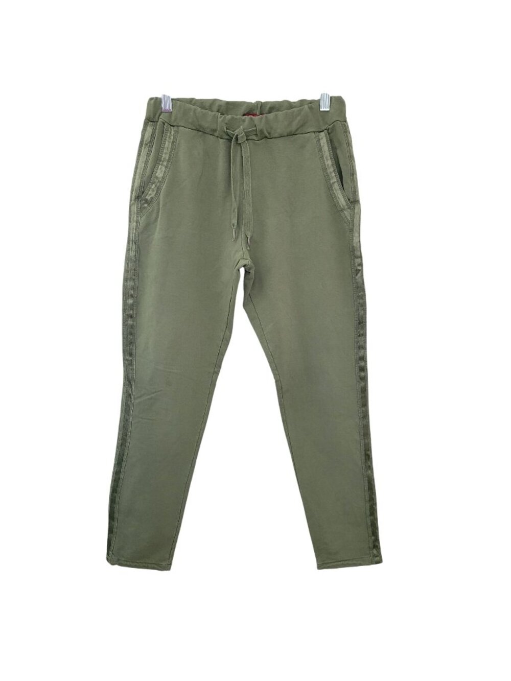 Centouno Italy Military Green Jogger Pants Womens Size S Side Detail Athleisure